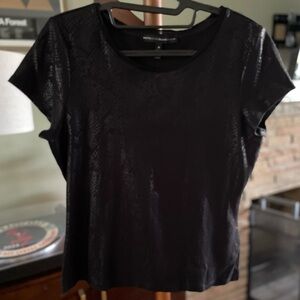 White House Black Market Black Short Sleeve Snake Top - M